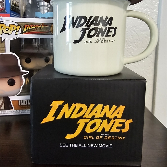 NEW Indiana Jones Movie Dial of Destiny Ceramic Mug Cup + HAT LID Topper Merch - Picture 3 of 4